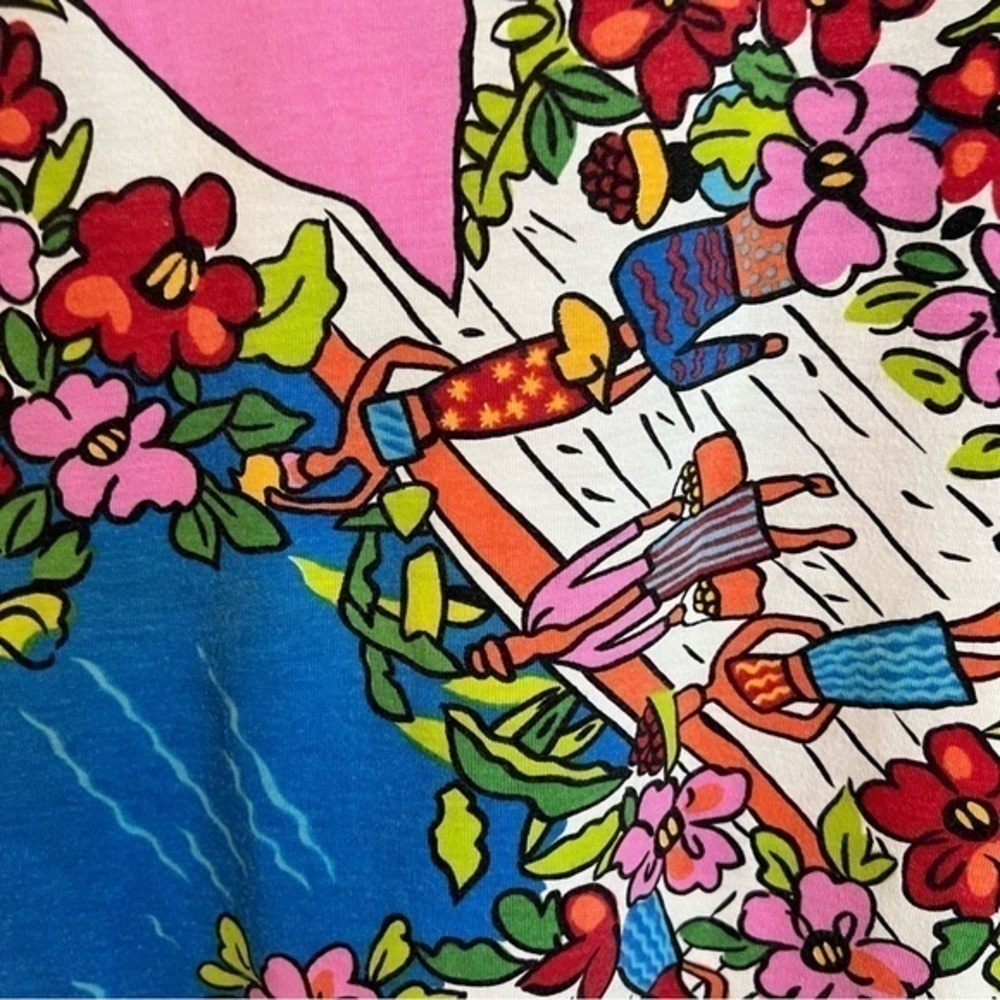 Vintage Gitano Floral Graphic Pocket Tee Colorful Print - Picture 5 of 7